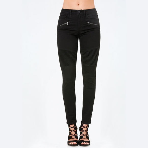 women's black moto skinny jeans